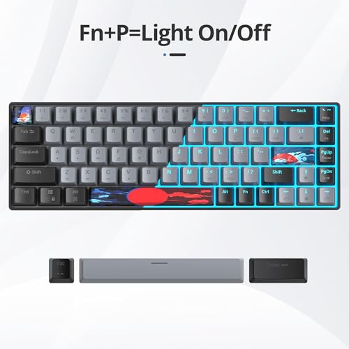 surmen 60% Wired Mechanical Gaming Keyboard, 68 Keys Backlit Ultra-Compact Mini Office Keyboard 60 Percent with Linear Red Switch for PC/Mac Gamer, Typist (68 Dolch) - color: 68 Dolch