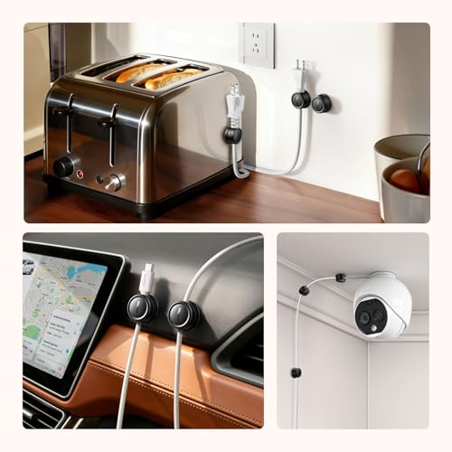 UGREEN Magnetic Cable Management Clips, 360° Rotation Desk Cord Organizer 1s Fast Locking, Strong Adhesive Cable Holder Fits Cables Wires for Workspace, Nightstand, Home Office,Car