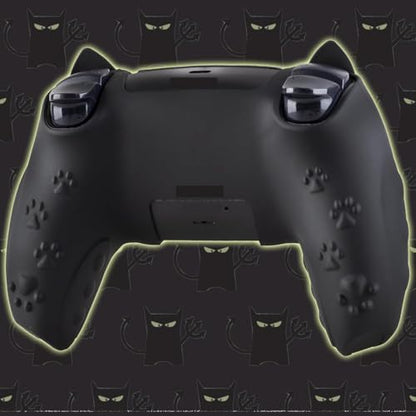 Silicone Skin Cover Sticker x 1 & Extender Grips x 2 for PS5 Controller Cats Black - color: 1