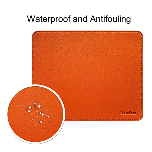 Leather Double Side Mouse Pad With Stitched Edge - Waterproof Ultra Thin for Computers, Laptop, Office & Home, 10.2 x 8.3 Inch, 1 Pack (Orange) - color: Orange