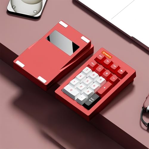 PANDA20 Mechanical Number Pad,VIA/QMK Programmable Macro Numpad Aluminum CNC Hot Swappable Gasket Wireless Numeric Keypad BT5.0/2.4Ghz/USB-C RGB Gaming Keypad for Laptop/PC (Red) - color: Red