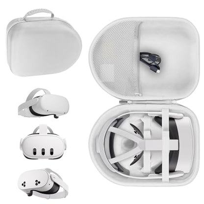 Storage Case Compatible with Meta Quest 3S / Quest 3 VR Headset | Lightweight Carry, Secure Storage, Convenient Zipper, Soft Interior,White Case - color: White