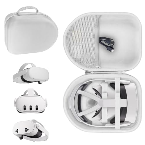 Storage Case Compatible with Meta Quest 3S / Quest 3 VR Headset | Lightweight Carry, Secure Storage, Convenient Zipper, Soft Interior,White Case - color: White