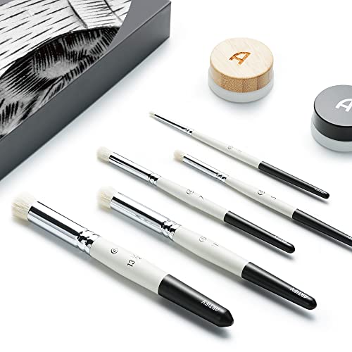 ARTIFY Drybrush Set with Dampening Pad and Brush Soap: 5 Sizes Professional-Grade Dry Brush for Effortless Miniature & Model Painting - Hobby Paint Brushes for Tabletop & Wargames Miniatures - color: Black & White