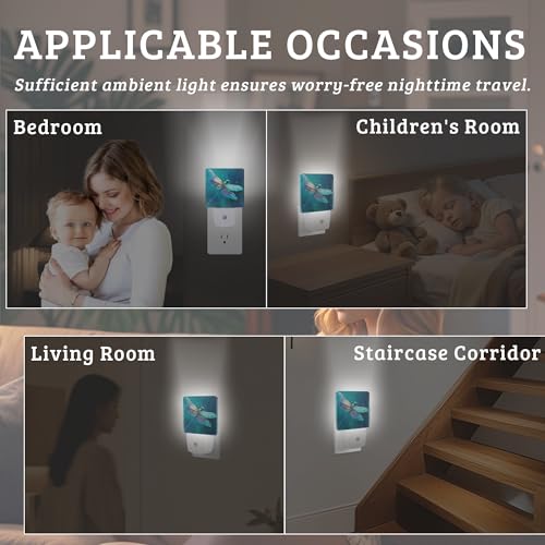 Dragonfly Night Light with Dusk to Dawn Light Sensors, Plug-in Wall Led Night Lights, Energy Efficient Lamp for Bedroom,Bathroom,Kitchen,Hallway,Stairs, Gifts Ideal for Girls Women - color: Dragonfly