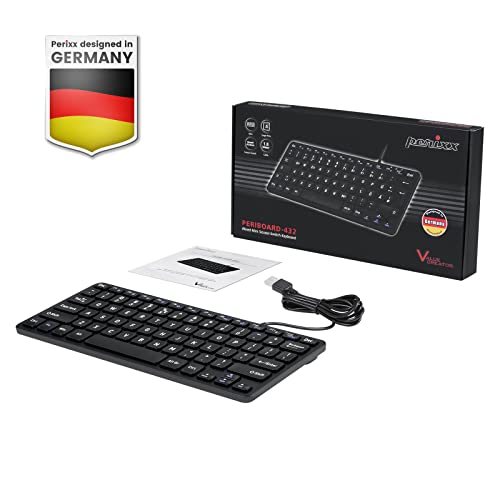 Perixx PERIBOARD-432 Wired Mini USB Keyboard - X Type Scissor Keys - Big Print Keys - US English, Black - style: Wired USB