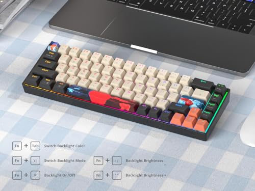 Orange Mechanical Gaming Keyboard 60 Percent, Red Switch RGB Keyboard 60%, 61 Keys Small Wired Key board, PBT Keycaps Anti-Ghosting Mini Keyboards for Business Trips, Game/Office (61 Carbon) - color: 61 Carbon/Red Switch