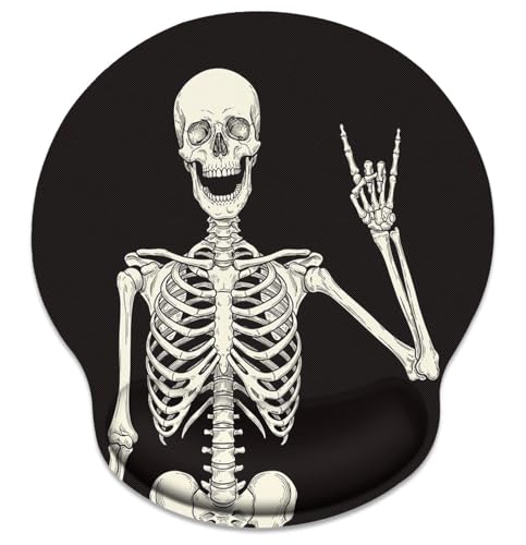 Britimes Ergonomic Mouse Pad with Wrist Support Black Human Skeleton Skull Non-Slip Rubber Base Mousepad for Home Office Gaming Working Computers Laptop Easy Typing & Pain Relief - color: black human skeleton