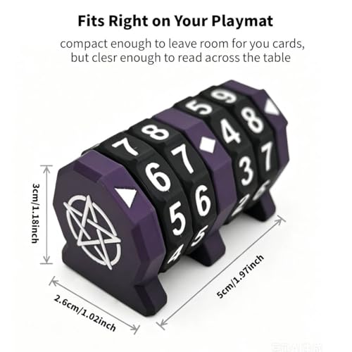 Board Game Life Counter, 4-Digit Wheel Trackers for 0-9999 Single Player and 0-99 Dual Player Modes, MTG Life Counter, Professionally Made for TCG, DND, RPGs, and MTG, Card and Tabletop Games (Purple) - color: Purple