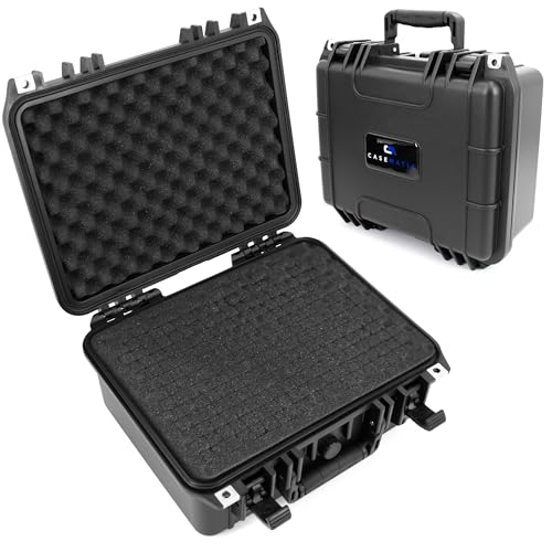 CASEMATIX 13" Waterproof Hard Case with Customizable Foam for Portable Electronics, Tools and Accessories - Hard Shell Plastic Case with Pre-Diced Travel Case Foam Interior - size: 13"