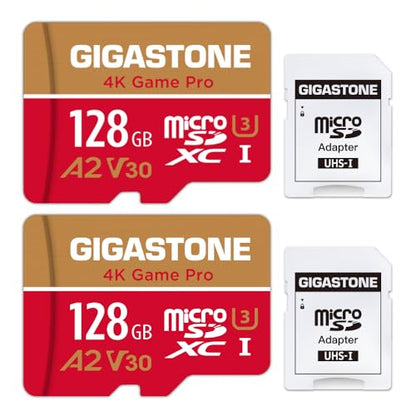 【for Switch 1 Only】 GIGASTONE 128GB Micro SD Card 2-Pack, 4K Game Pro, MicroSDXC Memory Card for Gaming Console, Security Camera, up to 100/50MB/s, UHS-I U3 A2 V30 C10【5-Years Data Recovery】 - color: 128GB Game Pro 2-Pack