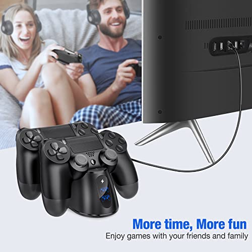 PS4 Controller Charger Dock Station with Charging Cable,1.8Hour Fast-Charging PS4 Controller Charger Station for PlayStation 4 Dualshock 4 Chargers - color: Black-Blue