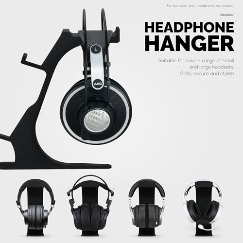 BRAINWAVZ The Gravitas - Headphone Stand & Game Controller Holder for Desk - Universal Design for All Types of Headsets & Gamepads (Black)