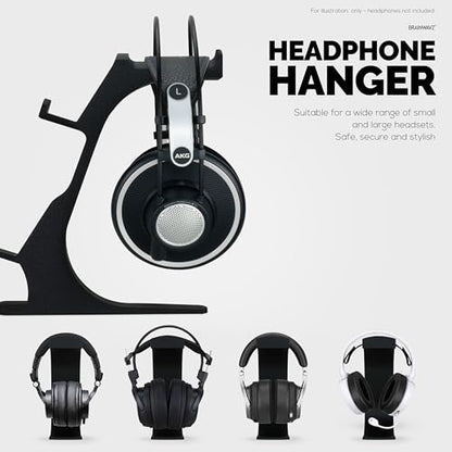 BRAINWAVZ The Gravitas - Headphone Stand & Game Controller Holder for Desk - Universal Design for All Types of Headsets & Gamepads (Black)