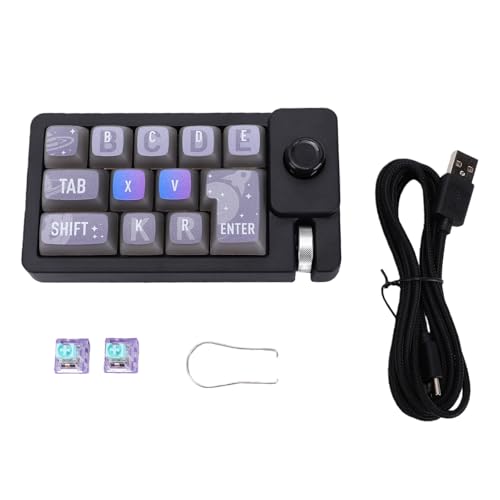 One Handed Mechanical Keyboard, 12 Key RGB Programmable Macro Keypad with Hot Swappable Switches, Knob and 2.4G Bluetooth Wired Connection for Gaming PC