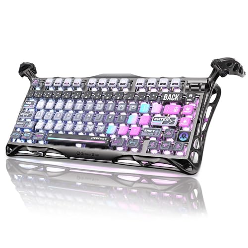 GravaStar Mercury K1 Pro Wireless Mechanical Gaming Keyboard, 75% Layout RGB Custom Keyboard, Electroplated Glossy Frame, Hot-Swappable Linear Switches【Cyberpunk Edition】 - color: Cyberpunk