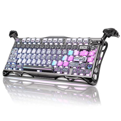 GravaStar Mercury K1 Pro Wireless Mechanical Gaming Keyboard, 75% Layout RGB Custom Keyboard, Electroplated Glossy Frame, Hot-Swappable Linear Switches【Cyberpunk Edition】 - color: Cyberpunk