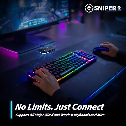Brook Sniper 2 Keyboard and Mouse Adapter for PS5 PS4 Xbox Series X|S Xbox One Switch Switch 2 PC Mobile – RGB Lighting, Smart Macro, Controller Tuning, OTA Update