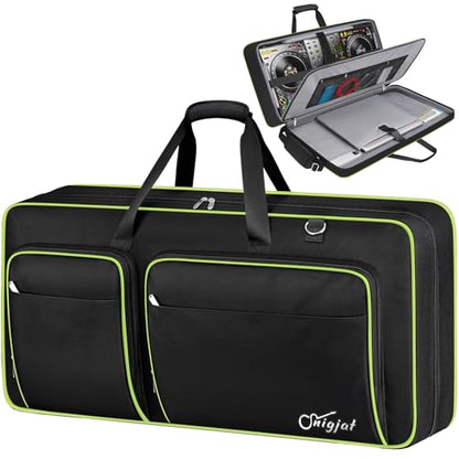 SNIGJAT DJ Controller Case for DDJ FLX10/GRV6/REV5 with Laptop Pocket Green | Padded Large DJ Controller Bag Fits DDJ REV7/REV5/FLX6/1000, Gig Bag with Multi-Pocket and Adjustable Shoulder Strap - color: Green, style: No Wheels
