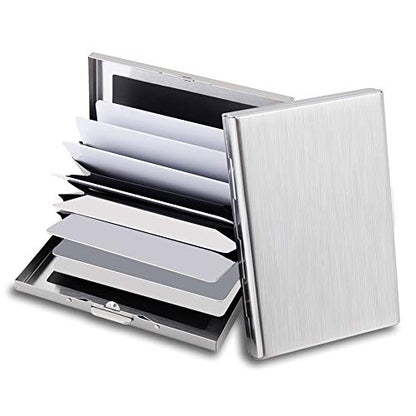 RFID Credit Card Holder Protector Metal Credit Card Wallet Business Card Holder for Men Women Gift Box Package (Silver) - color: 01 Silver