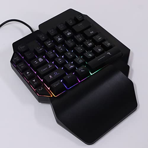 Sanpyl One Handed Gaming Keyboard, RGB Backlit USB Wired Single Hand Mechanical Keyboard, Half Keyboard, Professional Gaming Keypad, for Computer Gaming