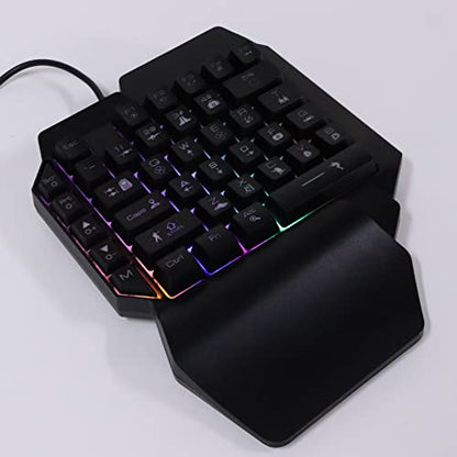 Sanpyl One Handed Gaming Keyboard, RGB Backlit USB Wired Single Hand Mechanical Keyboard, Half Keyboard, Professional Gaming Keypad, for Computer Gaming