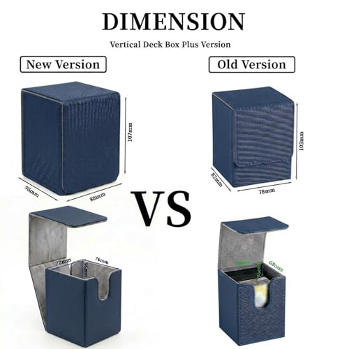 Dmoicols Vertical Deck Box Plus Version, Large Trading Card Case Fits 100+ Double Sleeved Cards, Premium Saffiano Leather TCG Storage for MTG Commander, Pokémon, TCG, CCG, Magnetic Closure-Navy Blue - color: VP Navy