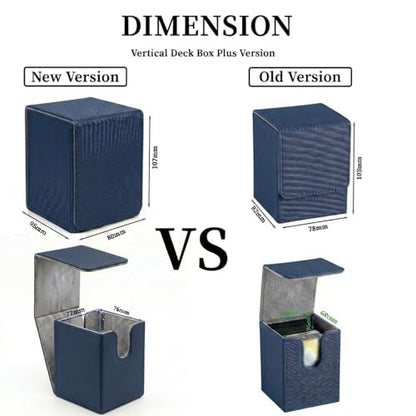 Dmoicols Vertical Deck Box Plus Version, Large Trading Card Case Fits 100+ Double Sleeved Cards, Premium Saffiano Leather TCG Storage for MTG Commander, Pokémon, TCG, CCG, Magnetic Closure-Navy Blue - color: VP Navy