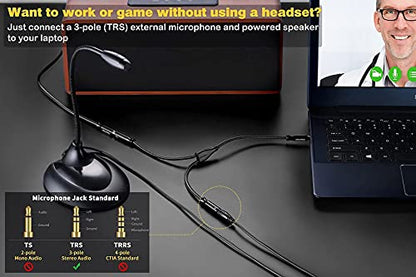 Headphone Splitter Cable TRRS 3.5mm 2 Female 1 Male Aux Splitter 30cm | Nylon Braided Cord, Gold Plated, Separate Audio and Mic, For 3.5mm PC Laptop Phone PS4 Xbox 1 Switch 2/PS4/PS5/Steam Deck - size: 0.65FT