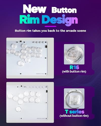 Haute42 R16 Leverless Arcade Stick, Hot-Swap 16-Key Fighting Controller | Custom RGB & Turbo Functions & Hot Swap Supported, Compatible with PC/Ps3/Ps4/Switch/Steam - color: White