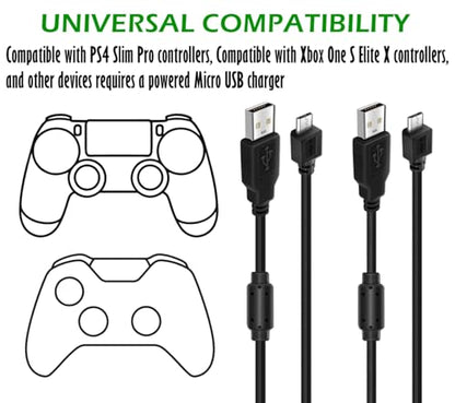 2 Pack 10ft Charging Cable Compatible with PS4 Controller, Play and Charger Cable Data Sync Cord Compatible with PlayStation 4 PS4 Controllers and Xbox One Controllers