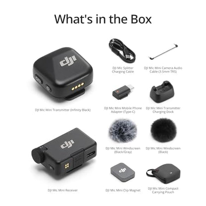 DJI Mic Mini (1 TX + 1 RX), Wireless Lavalier Microphone for iPhone/Camera/Android, Ultralight, Detail-Rich Audio, Noise Cancelling, Automatic Limiting, Vlog, Streaming, 400m Transmission | Noise Cancelling, Automatic Limiting, Wireless Microphone for Cam