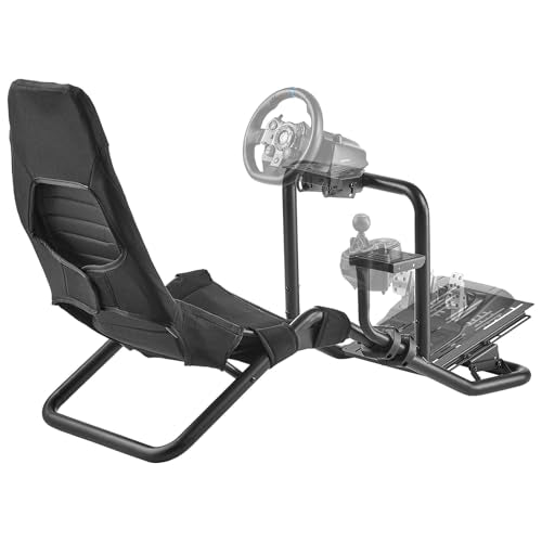 VEVOR Racing Wheel Stand, Heavy-Duty Integrated Simulator Cockpit Steering Stand, Fit Logitech G25,G27,G29,G920,G923, Thrustmaster T300RS,TX F458,T500RS,T3PA-PRO (F1/GT) and CSR Pedals, Black - size: Integrated Cockpit