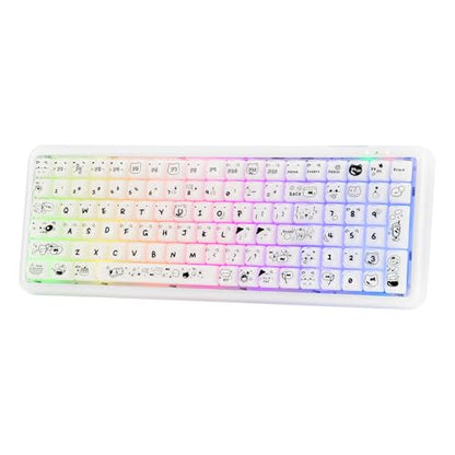 MechLands X Maorbeng X100 PRO Membrane Gaming Keyboard with Number Pad, RGB Backlits, Wireless Computer Keyboard with 5000mAh Battery, BT/2.4G/USB-C Wired, 96% Layout for Windows/Mac/PC (White) - color: White