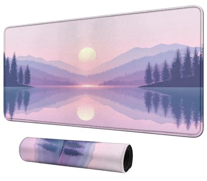 Mountain Lake at Dawn for MTG & TCG Playmat Mouse Pad,BFDHGQZC 24" x 14" Game Mat for MTG/RPG/CCG Trading Card Game Playmats Table Mat Perfect for Card Games Video Games Computer Office - color: Mountain Lake at Dawn