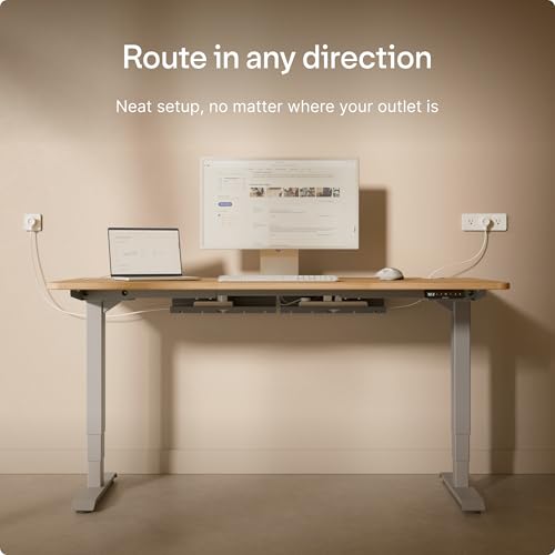 Desktronic Cable Duct Desk Gray Set of 2 - Stainless Steel Cable Management Desk Cable Duct with 5 Cable Cut-Outs - Easy to Install Cable Organiser - Cable Holder - color: Gray