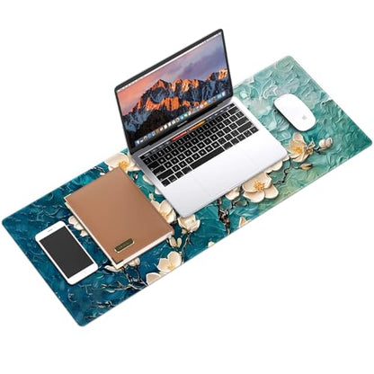 Galdas Gaming Mouse Pad XXL XL Large Long Extended Big Mousepad Non-Slip Rubber Keyboard Desk Pad with Stitched Edges for Laptop Home Office (31.5x11.8x0.08 Inch) … (Painting Flowers) - color: Painting Flowers