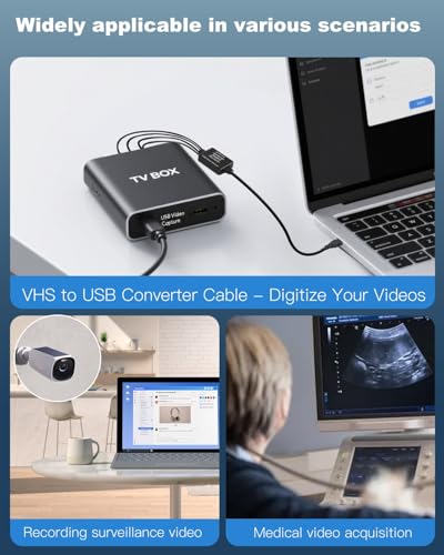 Oassuose VHS to Digital Converter,USB-A/USB-C Video 1080P Capture Card | RCA/AV to USB2.0 Audio Video Transfer Grabber,Convert Analog VHS VCR Hi8 Mini DV to Digital Converter,for PC DVD Tape Camera