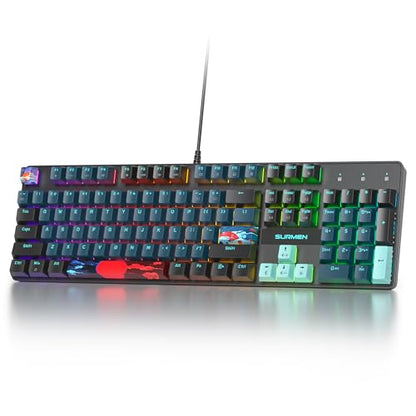 Full Size Mechanical Keyboard, Creamy Keyboard with Number Pad, 104 Keys Wired Gaming Keyboard with Red Switch, RGB Backlit for PC Laptop - color: Monster