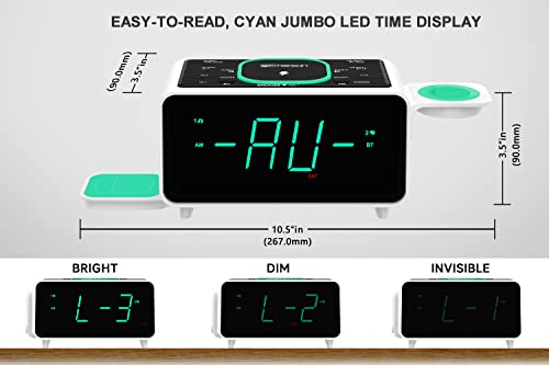 Emerson Smartset Dual Alarm Clock FM Radio with Wireless Charging, Bluetooth Speaker, Ultra Fast Charging for Airpods/iPhone, Foldable Stand, USB Charger, Adjustable LED Glow, ER100501 - style: ER100501