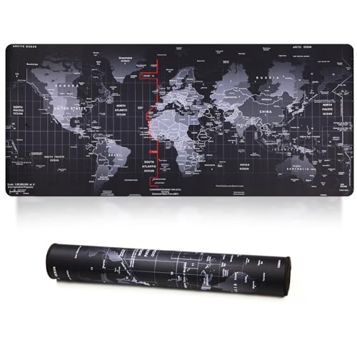 Large Gaming Mouse Pad with Stitched Edges,[35.4x15.7In] Extended Mouse Pad with Non-Slip Natural Rubber Base for Gamer/Desktop/Office/Home 90x40 MapJ - color: 90x40 MapJ