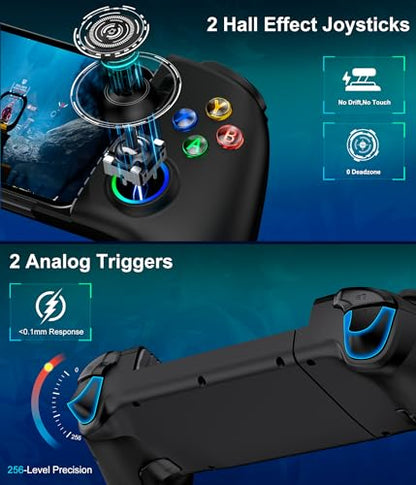 Mocagen Mobile Gaming Controller, MC2 Phone Controller for iPhone/Android/Switch/Oled/Switch 2 with Programmable/Hall Effect Joysticks & Analog Triggers/RGB Light - size: Xbox Layout-Black