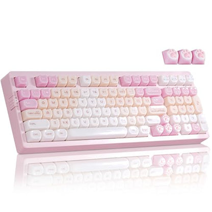 ZORNHER ZH980 Pink Mechanical Keyboard,95% Cat Keyboard Cute,Kawaii Kitty Keycaps,Pink Gaming Keyboard with Number Pad,Jelly Ceramic Keycap,Creamy Sounding Switches - color: Ceramic Kitty, size: Creamy Switch