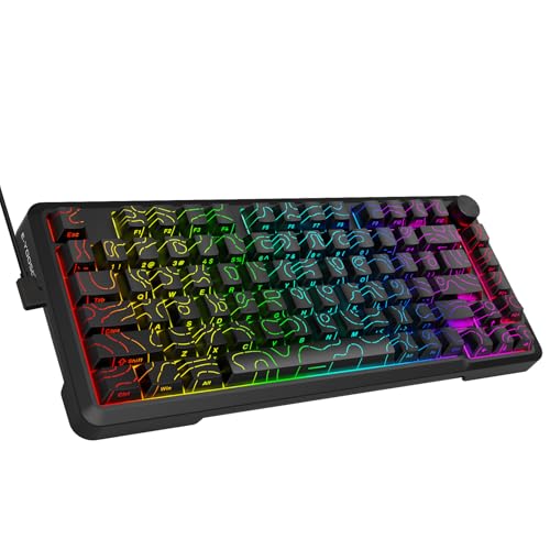 E-YOOSO 75% Wired Mechanical Keyboard, Creamy Sound, RGB Backlit, Black | Hot Swappable Pre-lubed Linear Switches, Gasket Structure, Knob Control, Portable Compact Custom Gaming Keyboard for PC - color: Black,Linear Switch