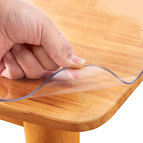 XEANGOUN 46x46 Inch Square Clear Table Cover Protector Wood Furniture Dining Coffee Glass Marble Tabletop Protection Gaming Desk Mat Table Pad Eco Thick Clear Plastic PVC Wipeable Waterproof Vinyl - color: Clear 1.5mm, size: 46" x 46" (Square)