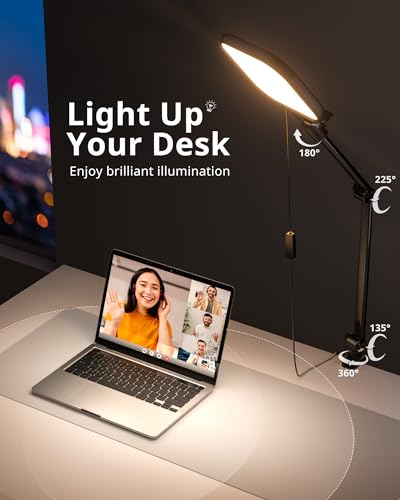 UBeesize Streaming Light, 8" Light for Desk with C-Clamp and Multi-Angle Adjustable Arm, Streaming Light for Home Office, Zoom Meetings, Video Conferencing, Gaming, Recording, and Live Streaming