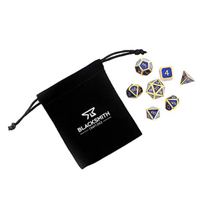 HEIMDALLR Metal D&D Dice Set 7 pcs - Dice Box & Velvet Dice Bag; Metal DND Dice Set D&D (Dungeons and Dragons) w D20 - Blacksmith Craft Dice (Lapis Lazuli) - color: 13 Lapis Lazuli