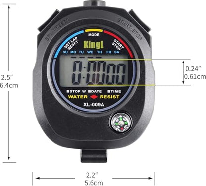2 Pack Digital Stopwatch Timer: Large Display Multi-Function Stop Watch for Sports Coaches Swimming Running Fitness Referees Electronic Stopwatch with Lap Split Date Time Alarm for Kids Adults - style: style2-2pack/Black