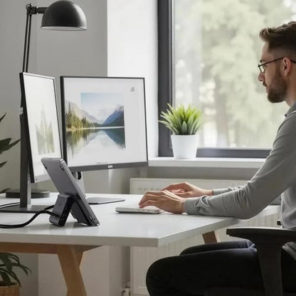 MacBook Docking Station Dual Monitor 4K@60Hz, PD100W, Audio for Home Office | PULWTOP Vertical Laptop Stand with 2 HDMI, 10Gbps USB-C/A, Ethernet, SD/TF, USB C Dock for MacBook Pro/Air M4/M5 – Midnight - color: Midnight