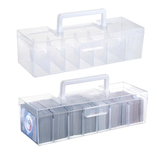 OwnMy 2PCS Plastic Trading Card Storage Boxes Baseball Card Storage Boxes | Portable Baseball Card Organizer Boxes for Football Sports MTG TCG Cards, Clear Trading Card Storage Cases with Dividers - size: 2PCS